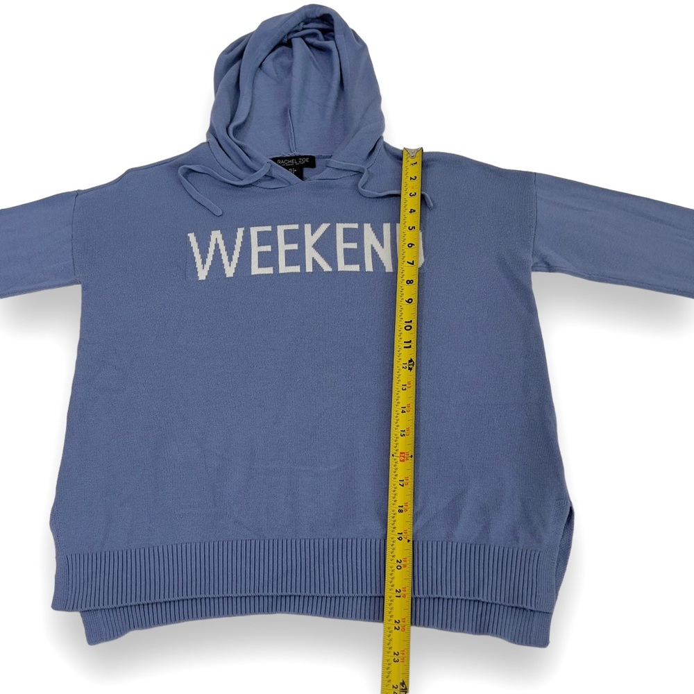 Rachel Zoe Weekend Hoodie Lightweight Knit Sweater Pullover Top Long Sleeve Blue - Picture 14 of 14